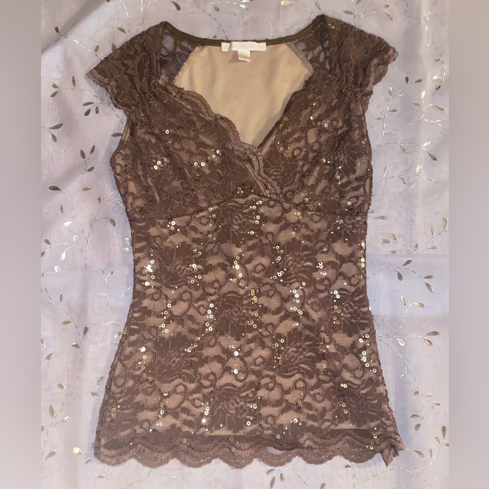 Y2K brown sequin top size small